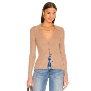 Veronica Beard Lazana Tan 100% Cashmere Cardigan Size L